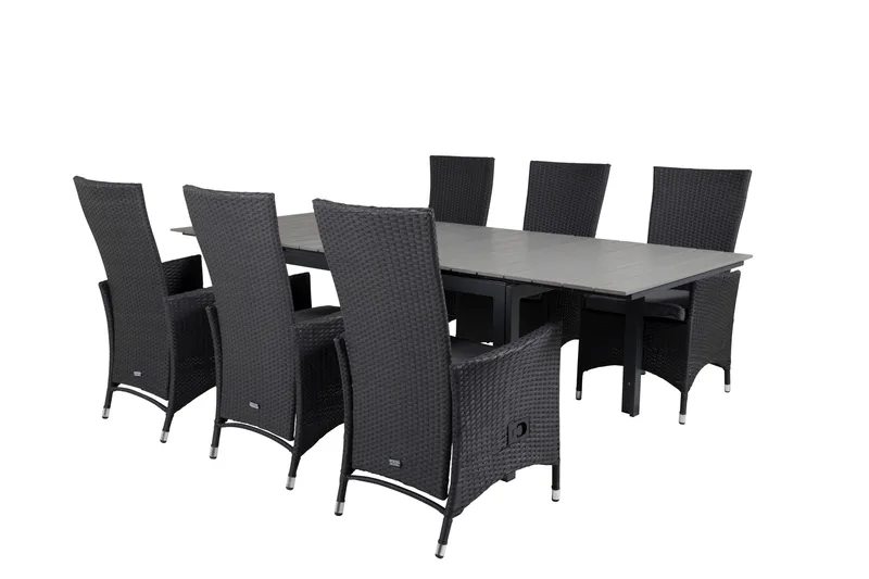 Levels Forlengbar Spisegruppe 160cm + 6 Padova Spisestoler - Natur - Hagemøbler & utemiljø - Hagegruppe - Spisegrupper hage