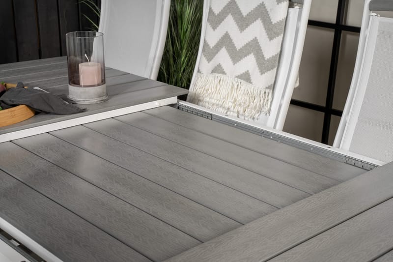 Levels Forlengbar Spisegruppe 160cm + 8 Albany Stoler - Hvit/Grå - Hagemøbler & utemiljø - Hagegruppe - Spisegrupper hage