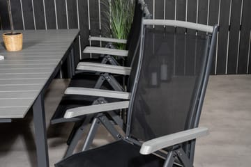 Levels Forlengbar Spisegruppe 160cm + 8 Albany Stoler - Svart/Grå - Hagemøbler & utemiljø - Hagegruppe - Spisegrupper hage