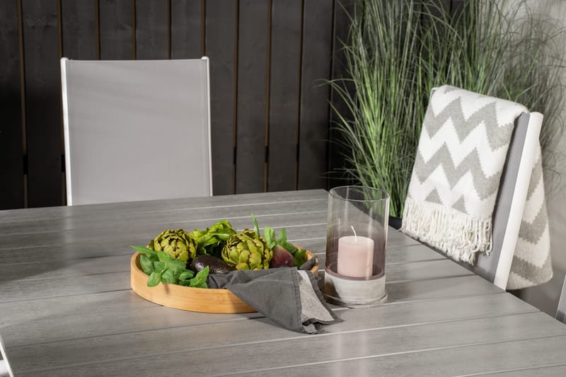 Levels Forlengbar Spisegruppe 160cm+6 Break Spisestoler - Hvit/Grå - Hagemøbler & utemiljø - Hagegruppe - Spisegrupper hage