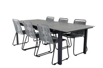Levels Forlengbar Spisegruppe 224-324cm + 6 Lindos Stoler Sv - Venture Home - Hagemøbler & utemiljø - Hagegruppe - Spisegrupper hage