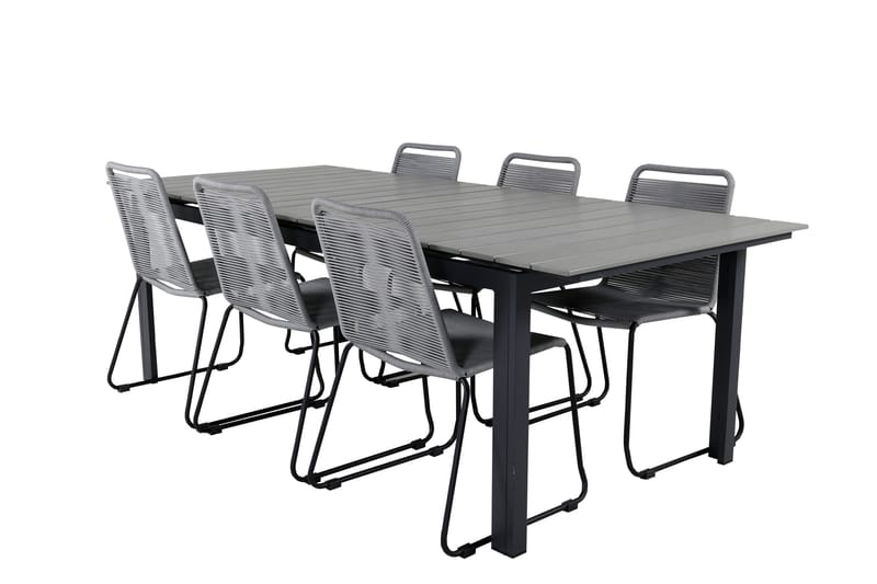 Levels Forlengbar Spisegruppe 224-324cm + 6 Lindos Stoler Sv - Venture Home - Hagemøbler & utemiljø - Hagegruppe - Spisegrupper hage