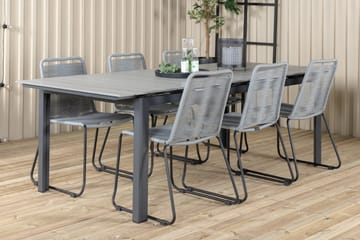 Levels Forlengbar Spisegruppe 224-324cm + 6 Lindos Stoler Sv - Venture Home - Hagemøbler & utemiljø - Hagegruppe - Spisegrupper hage