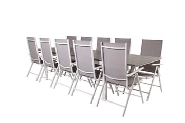 Levels Forlengbar Spisegruppe 224cm + 10 Break Stoler - Grå/Hvit - Hagemøbler & utemiljø - Hagegruppe - Spisegrupper hage