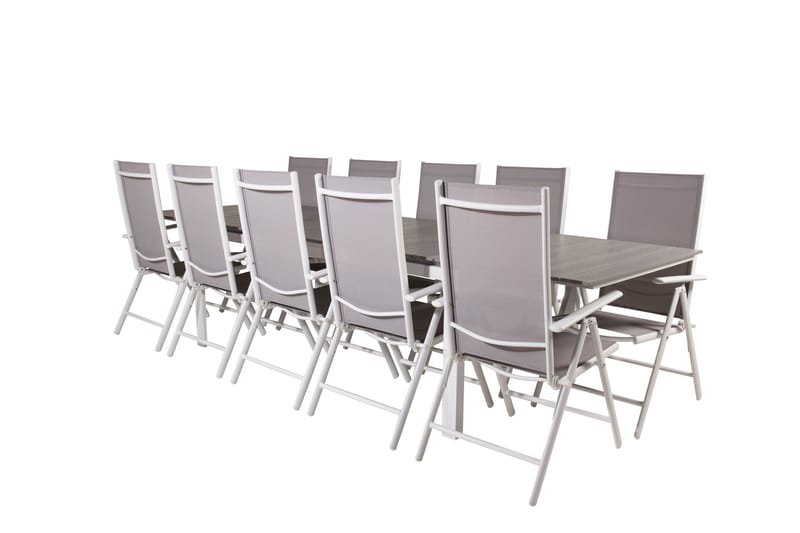 Levels Forlengbar Spisegruppe 224cm + 10 Break Stoler - Grå/Hvit - Hagemøbler & utemiljø - Hagegruppe - Spisegrupper hage
