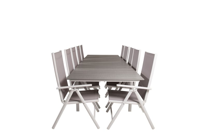 Levels Forlengbar Spisegruppe 224cm + 10 Break Stoler, Grå/Hvit