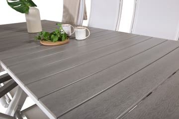 Levels Forlengbar Spisegruppe 224cm + 6 Albany Stoler - Grå/Hvit - Hagemøbler & utemilj�ø - Hagegruppe - Spisegrupper hage