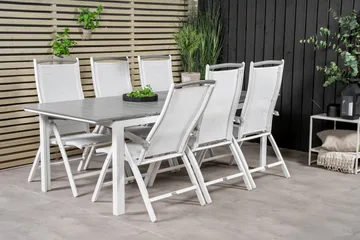 Levels Forlengbar Spisegruppe 224cm + 6 Albany Stoler - Grå/Hvit - Hagemøbler & utemiljø - Hagegruppe - Spisegrupper hage
