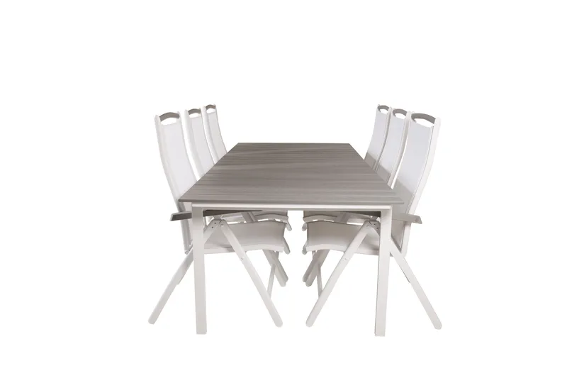 Levels Forlengbar Spisegruppe 224cm + 6 Albany Stoler, Grå/Hvit