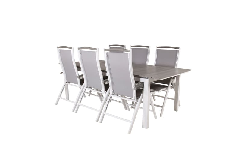 Levels Forlengbar Spisegruppe 224cm + 6 Albany Stoler, Grå/Hvit
