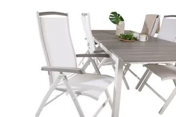 Levels Forlengbar Spisegruppe 224cm + 6 Albany Stoler - Grå/Hvit - Hagemøbler & utemiljø - Hagegruppe - Spisegrupper hage