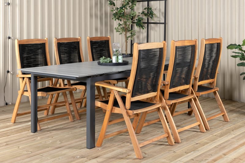 Levels Forlengbar Spisegruppe 224cm + 6 Peter Spisestoler Be - Venture Home - Hagemøbler & utemiljø - Hagegruppe - Spisegrupper hage