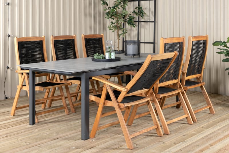 Levels Forlengbar Spisegruppe 224cm + 6 Peter Spisestoler Be - Venture Home - Hagemøbler & utemiljø - Hagegruppe - Spisegrupper hage