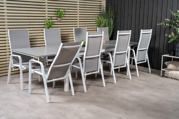 Levels Forlengbar Spisegruppe 224cm + 8 Copacabana Stoler - Hvit - Hagemøbler & utemiljø - Hagegruppe - Spisegrupper hage
