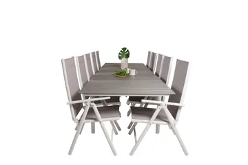 Levels Forlengbar Spisegruppe 224cm + 10 Break Stoler - Grå/Hvit - Hagemøbler & utemiljø - Hagegruppe - Spisegrupper hage