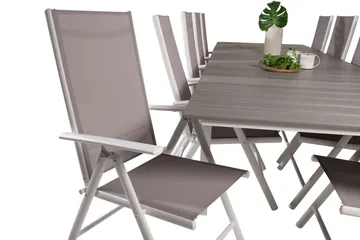 Levels Forlengbar Spisegruppe 224cm + 10 Break Stoler - Grå/Hvit - Hagemøbler & utemiljø - Hagegruppe - Spisegrupper hage