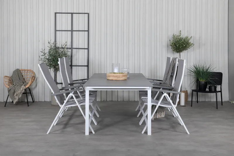 Levels Forlengbar Spisegruppe 229cm + 6 Albany Stoler - Brun/Hvit - Hagemøbler & utemiljø - Hagegruppe - Spisegrupper hage