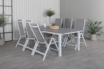 Levels Forlengbar Spisegruppe 229cm + 6 Albany Stoler - Brun/Hvit - Hagemøbler & utemiljø - Hagegruppe - Spisegrupper hage