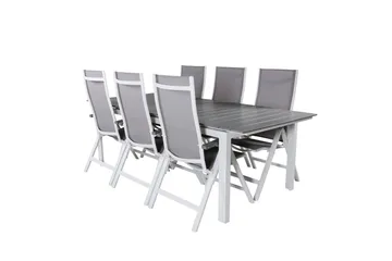 Levels Forlengbar Spisegruppe 229cm + 6 Albany Stoler - Brun/Hvit - Hagemøbler & utemiljø - Hagegruppe - Spisegrupper hage