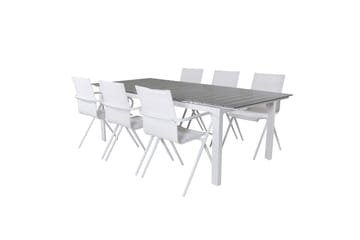 Levels Forlengbar Spisegruppe 229cm + 6 Alina Stoler - Grå/Hvit - Hagemøbler & utemiljø - Hagegruppe - Spisegrupper hage