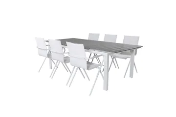 Levels Forlengbar Spisegruppe 229cm + 6 Alina Stoler - Grå/Hvit - Hagemøbler & utemiljø - Hagegruppe - Spisegrupper hage