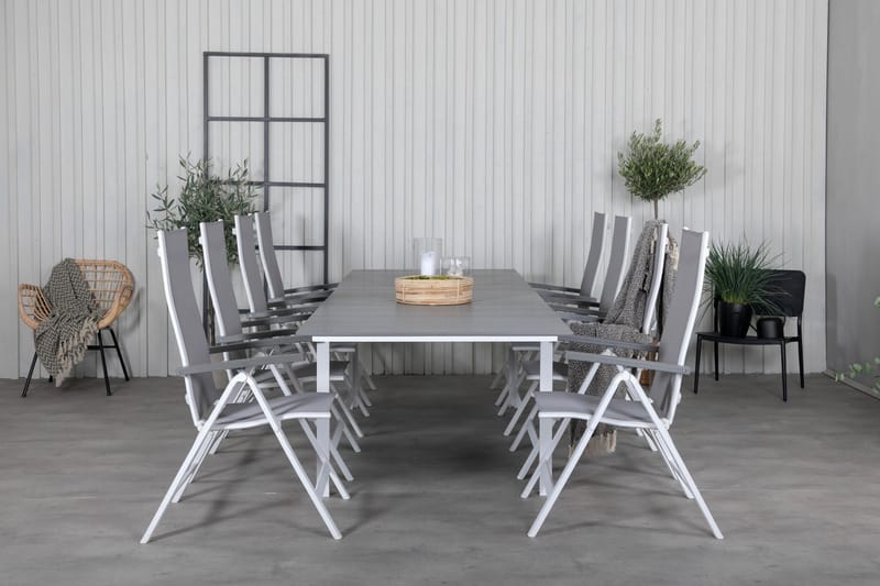Levels Forlengbar Spisegruppe 229cm + 8 Albany Stoler - Brun/Hvit - Hagemøbler & utemiljø - Hagegruppe - Spisegrupper hage
