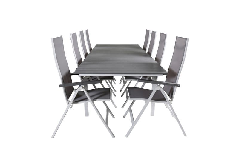 Levels Forlengbar Spisegruppe 229cm + 8 Albany Stoler, Brun/Hvit