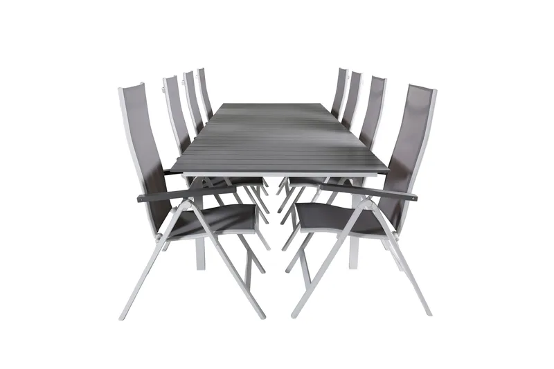 Levels Forlengbar Spisegruppe 229cm + 8 Albany Stoler, Brun/Hvit