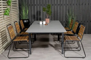 Levels Forlengbar Spisegruppe 240cm + 6 Bois Stoler - Tre/Natur/Svart - Hagemøbler & utemiljø - Hagegruppe - Spisegrupper hage