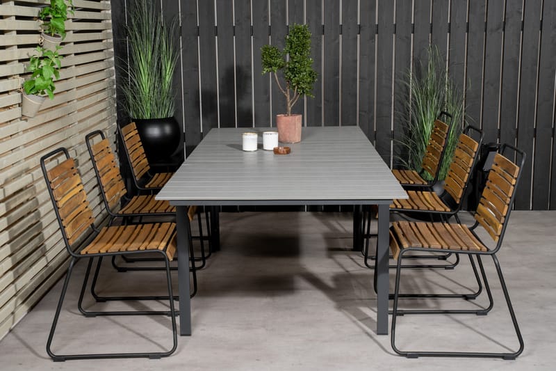 Levels Forlengbar Spisegruppe 240cm + 6 Bois Stoler - Tre/Natur/Svart - Hagemøbler & utemiljø - Hagegruppe - Spisegrupper hage