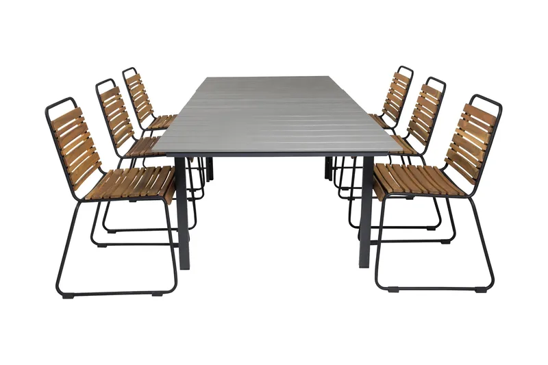Levels Forlengbar Spisegruppe 240cm + 6 Bois Stoler, Tre/Natur/Svart