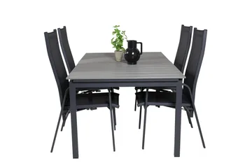 Levels Spisegruppe + 4 Copacabana Karmstoler - Grå/Svart - Hagemøbler & utemiljø - Hagegruppe - Spisegrupper hage