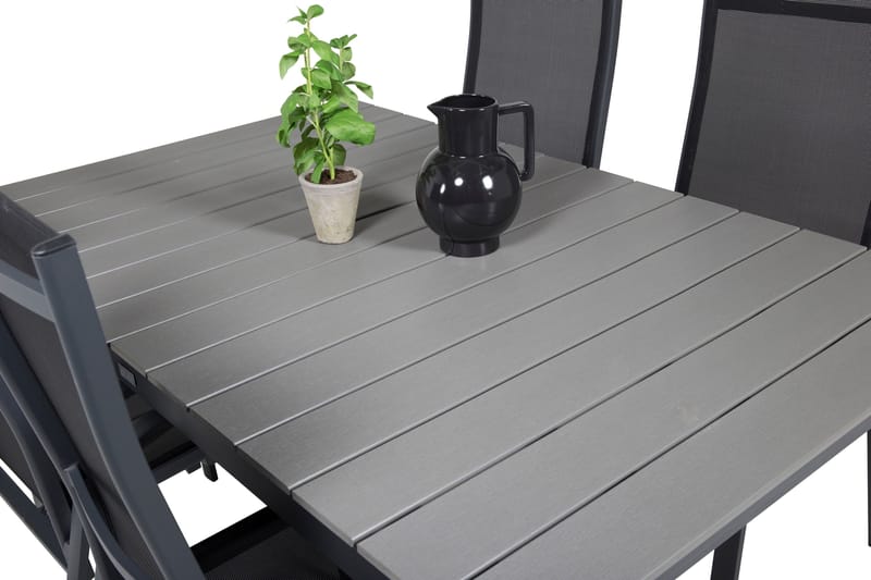 Levels Spisegruppe + 4 Copacabana Karmstoler - Grå/Svart - Hagemøbler & utemiljø - Hagegruppe - Spisegrupper hage