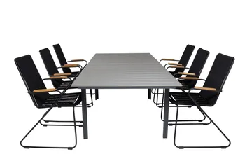 Levels Spisegruppe + 6 Bois Spisestoler - Grå/Svart - Hagemøbler & utemiljø - Hagegruppe - Spisegrupper hage