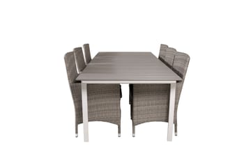 Levels Spisegruppe 224 cm med 6 st Malin Stoler - Grå - Hagemøbler & utemiljø - Hagegruppe - Spisegrupper hage