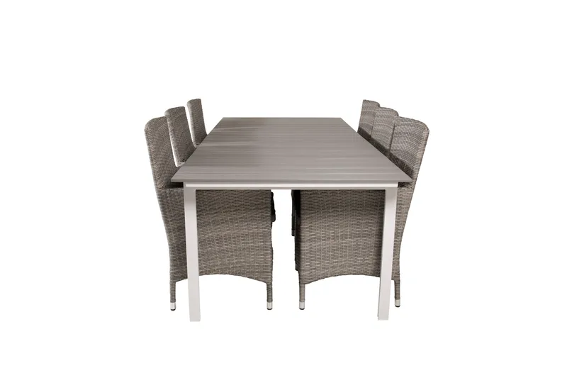 Levels Spisegruppe 224 cm med 6 st Malin Stoler, Grå