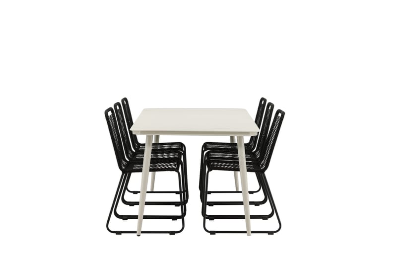 Lina Spisegruppe 200x90 cm + 6 Lindos Stablebar Stol, Svart
