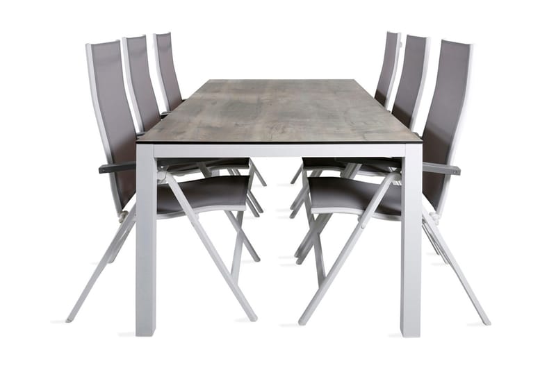 Llama Spisegruppe 205cm + 6 Albany Posisjonsstoler, Svart/Natur