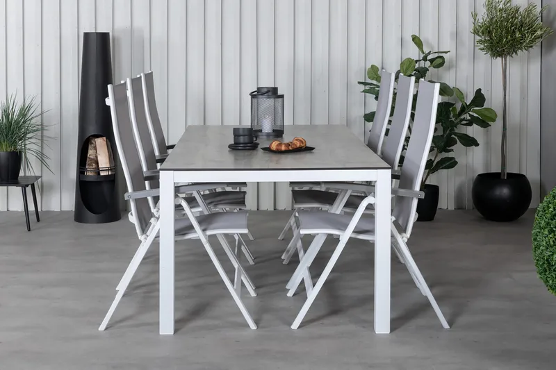 Llama Spisegruppe 205cm + 6 Albany Posisjonsstoler - Svart/Natur - Hagemøbler & utemiljø - Hagegruppe - Spisegrupper hage