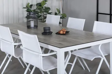 Llama Spisegruppe 205cm + 6 Alina Spisestoler - Svart/Grå - Hagemøbler & utemiljø - Hagegruppe - Spisegrupper hage