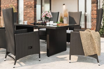 Majestic Spisegruppe 210+6 Jenny Regulerbare Stoler - Svart - Hagemøbler & utemiljø - Hagegruppe - Spisegrupper hage