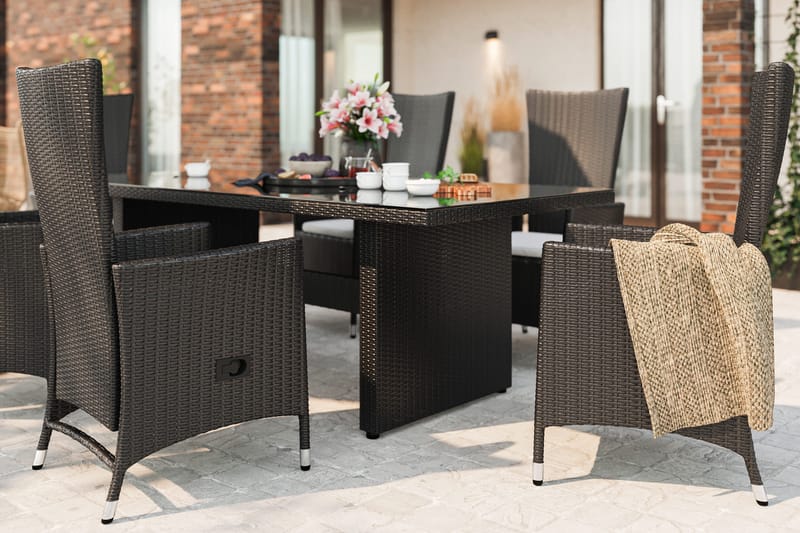 Majestic Spisegruppe 210+6 Jenny Regulerbare Stoler - Svart - Hagemøbler & utemiljø - Hagegruppe - Spisegrupper hage