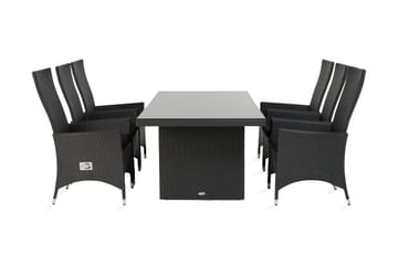 Majestic Spisegruppe 210+6 Jenny Regulerbare Stoler - Svart - Hagemøbler & utemiljø - Hagegruppe - Spisegrupper hage