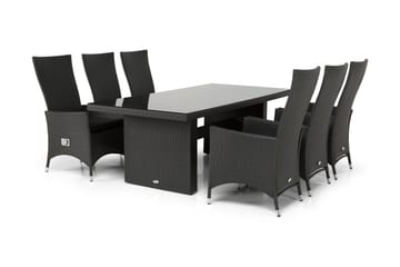 Majestic Spisegruppe 210+6 Jenny Regulerbare Stoler - Svart - Hagemøbler & utemiljø - Hagegruppe - Spisegrupper hage