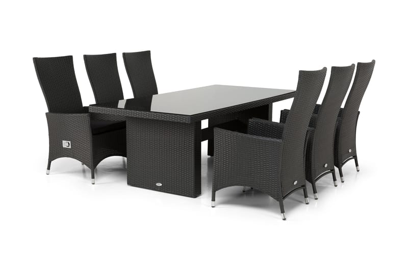 Majestic Spisegruppe 210+6 Jenny Regulerbare Stoler - Svart - Hagemøbler & utemiljø - Hagegruppe - Spisegrupper hage