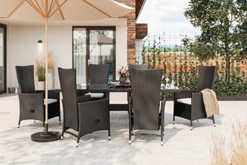Majestic Spisegruppe 210+6 Jenny Regulerbare Stoler - Svart - Hagemøbler & utemiljø - Hagegruppe - Spisegrupper hage