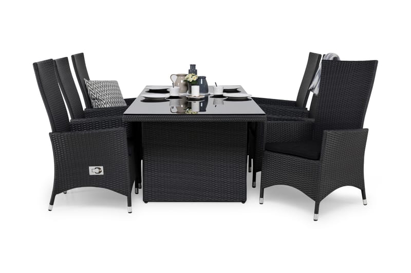 Majestic Spisegruppe 210+6 Jenny Regulerbare Stoler+Puter, Svart