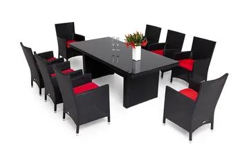 Majestic Spisegruppe 210+6 Thor Lyx Stoler - Svart - Hagemøbler & utemiljø - Hagegruppe - Spisegrupper hage