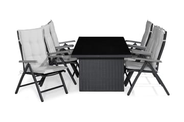 Majestic Spisegruppe 210x100 + 6 Monaco Posisjonsstol m Pute - Svart/Grå/Offwhite - Hagemøbler & utemiljø - Hagegruppe - Spisegrupper hage