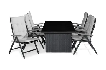 Majestic Spisegruppe 210x100 + 6 Monaco Posisjonsstol m Pute - Svart/Grå/Offwhite - Hagemøbler & utemiljø - Hagegruppe - Spisegrupper hage